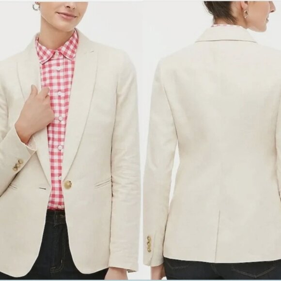 J Crew Linen-blend Cotton One-Button Blazer - Picture 3 of 3
